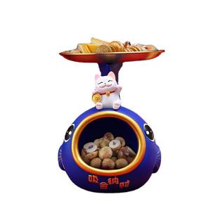 创意ins庆吸金纳福喜锦鲤托盘钥收纳匙摆P043件客厅桌面装 收饰纳