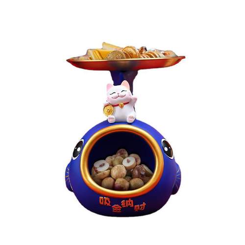 创意ins庆吸金纳福喜锦鲤托盘钥收纳匙摆P043件客厅桌面装收饰纳