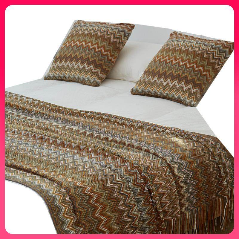 ⇛民族风床尾巾波西米亚民宿酒店床尾毯子抱枕毛毯样板间针织