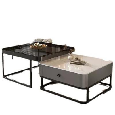 方SDV形岩板茶轻奢极简小约大理石几创意玻家用客厅现代茶几桌户