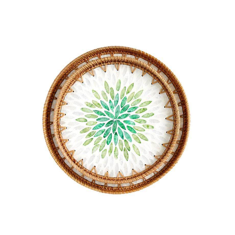 手工藤编彩贝壳托盘果盘家用创意客厅茶几收纳框水果盘面包点心盘,餐饮具,果盆/果盘/果篮,淘宝优惠券,粉丝福利购,淘宝优惠卷