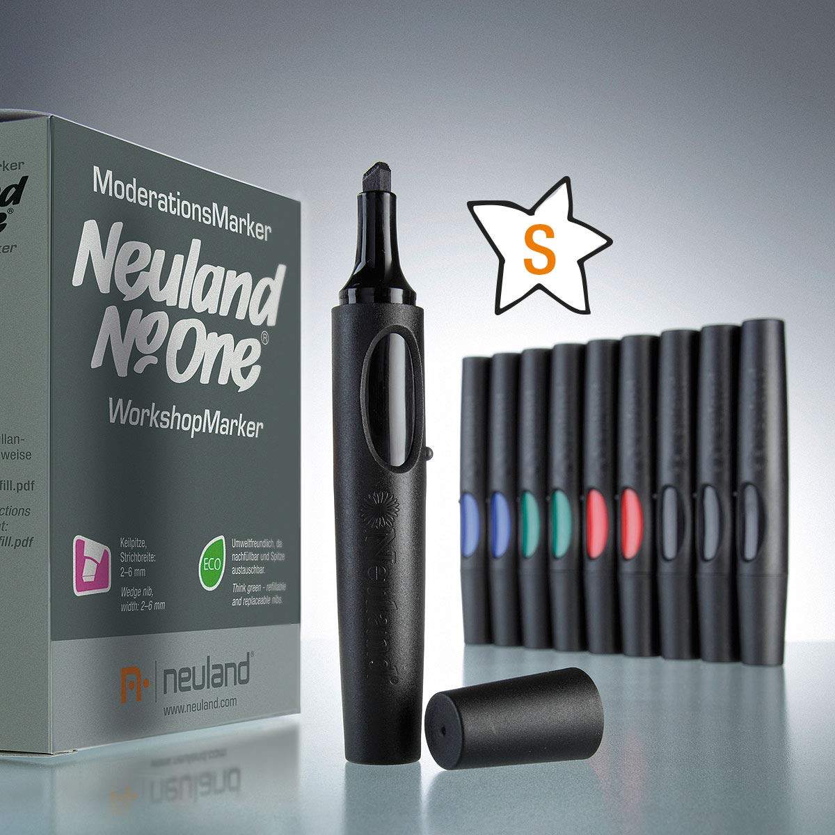 德国Neuland NoOne®彩色水性马克笔单色可加墨水方头2-6mm马克笔