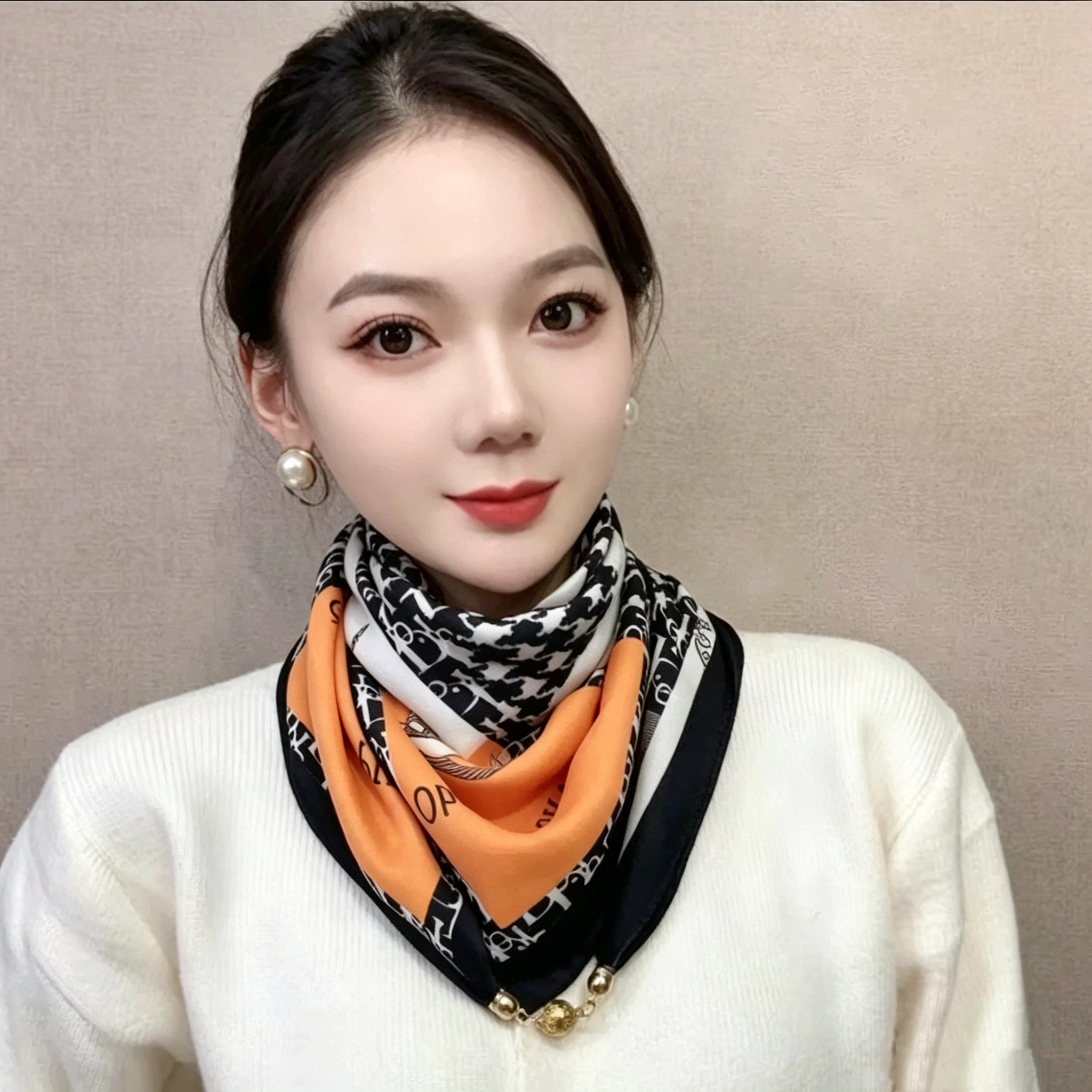 磁吸丝巾女新款高级感网