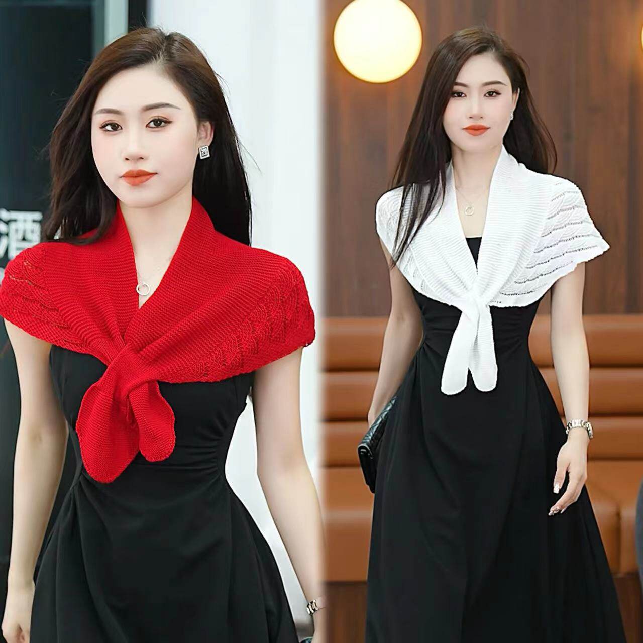 新款针织小披肩外搭高级感春夏空调房护肩颈三角高档鱼尾旗袍搭肩