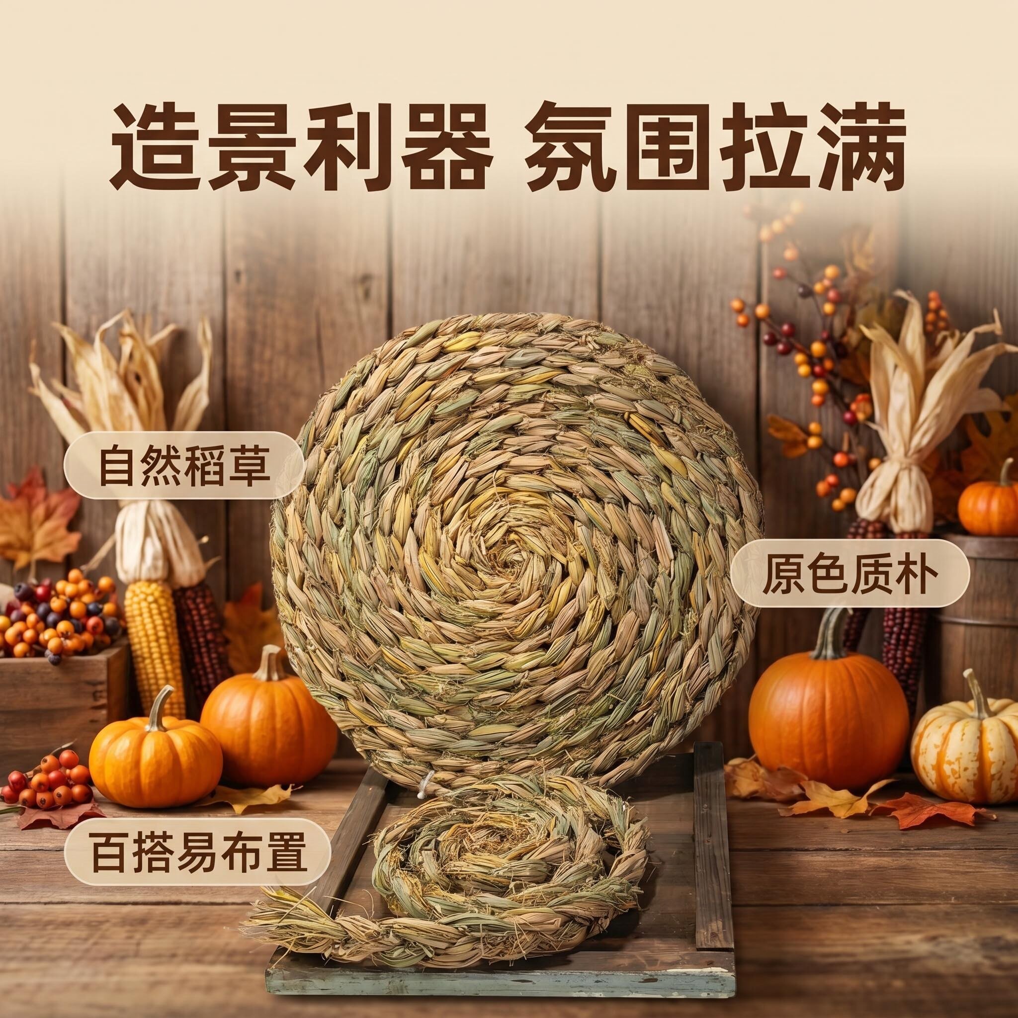 稻草辫子手工编织玩偶壁挂装饰