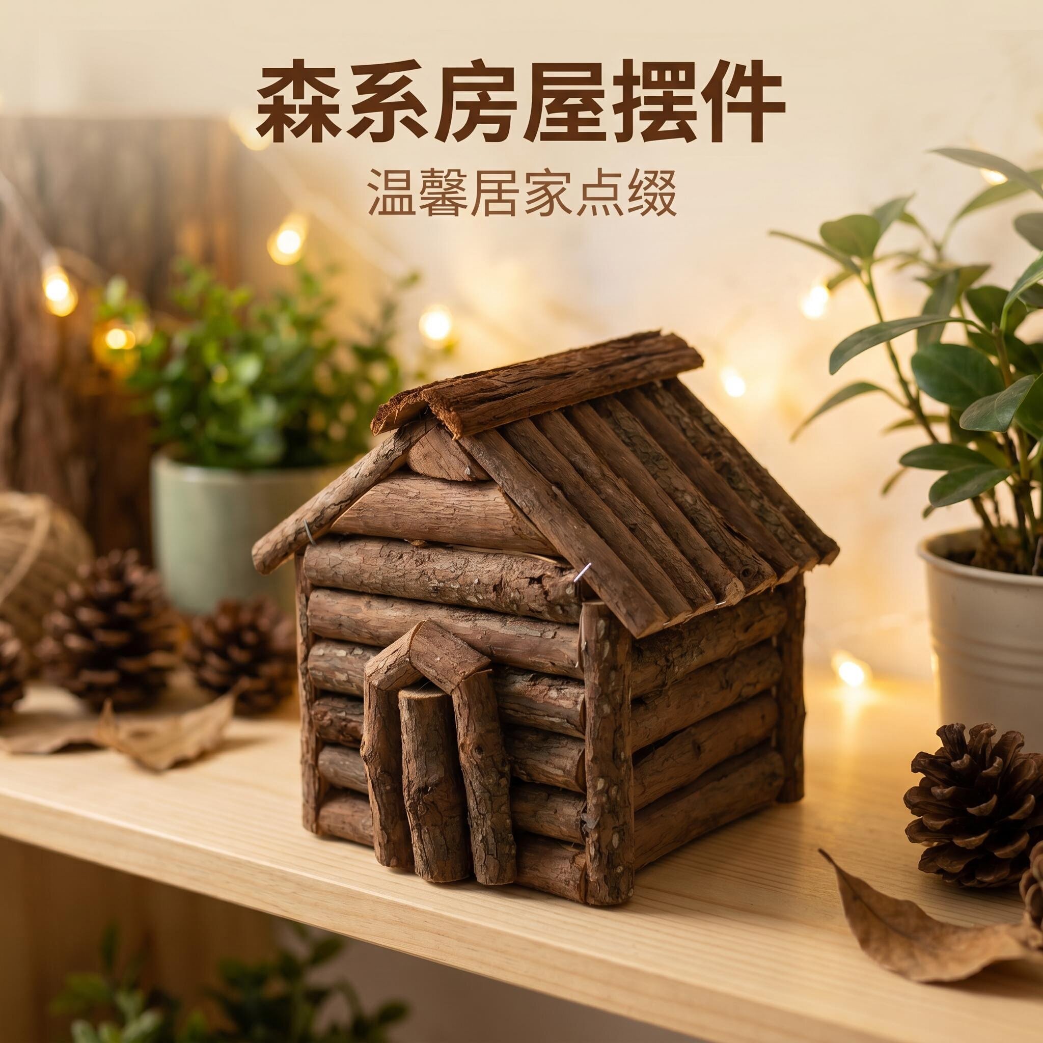 杉树枝立体房屋造型手作礼物乔迁