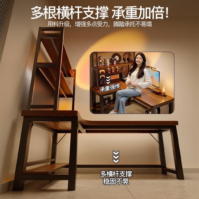 实木转角电脑桌台式卧室家用电竞书桌书架一体拐角办公桌L型袋