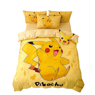 宝可梦正版四件套皮卡丘纯棉全棉被套卡通儿童学生三件套床上用品