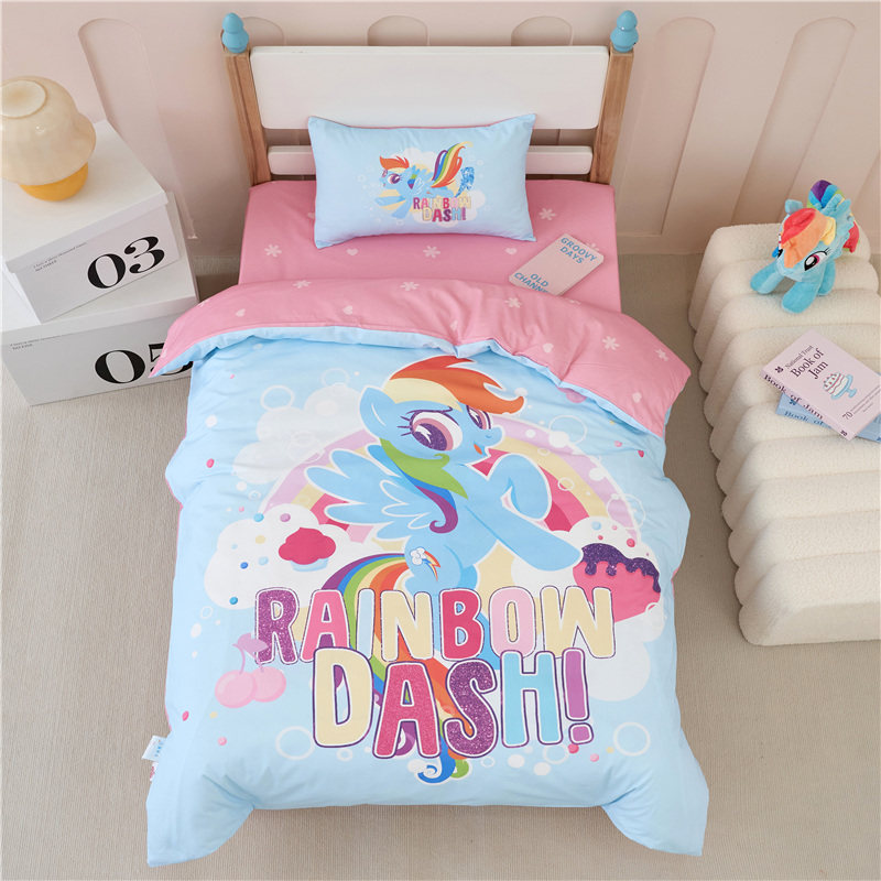 幼儿园被子三件套小马宝莉纯棉儿童午睡小被子被褥被套床单六件套