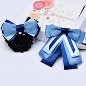 职业领结领花女头花套装 商务正装 银行酒店高档清新蓝色红色衬衣领