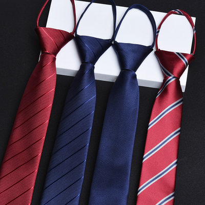 黑色蓝色韩版领带6公分拉链款