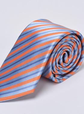 男士商务休闲斜纹领带蓝色条纹百搭职业经理定制领带