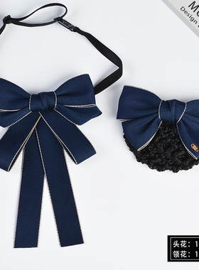 领结女式职业飘带蓝色蝴蝶结学院风衬衫领花空姐酒店护士网兜头花