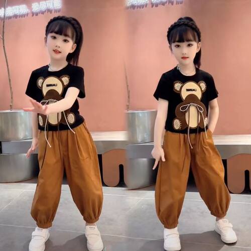 女童夏装套装2025新款洋气网红儿童夏季短袖女大童运动两件套童装