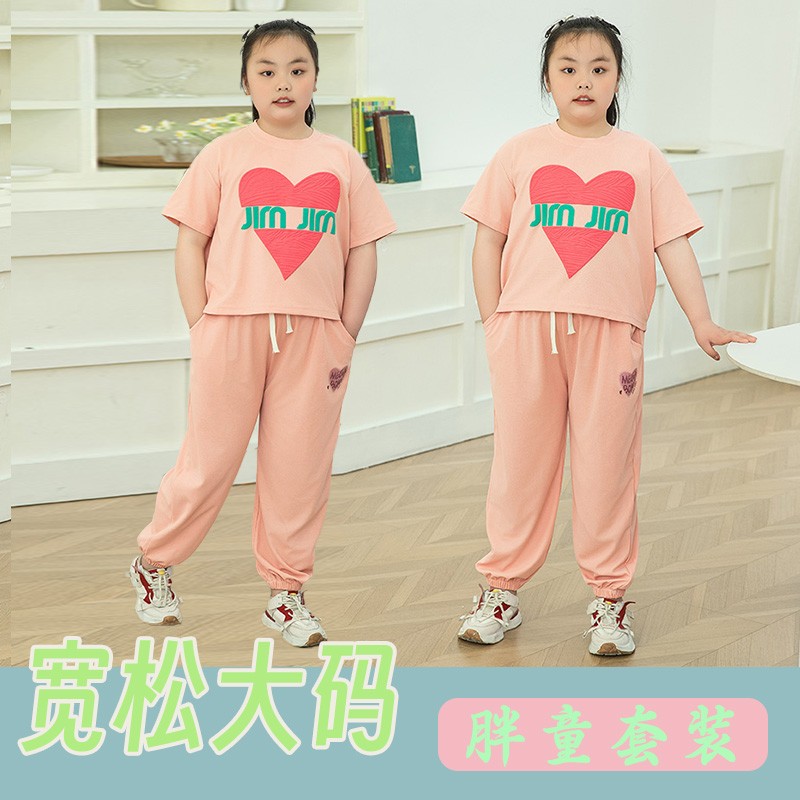 胖女孩短袖两件套夏季加肥加大