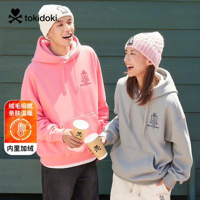 tokidoki淘奇多奇徽章绣花连帽卫衣加绒2024新款秋冬男女同款情侣