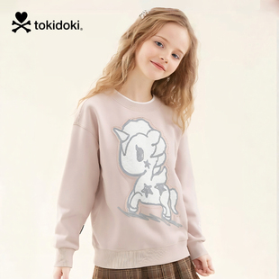 tokidoki淘奇多奇趣味卡通IP绣花贴布童装撞色双层领卫衣设计感