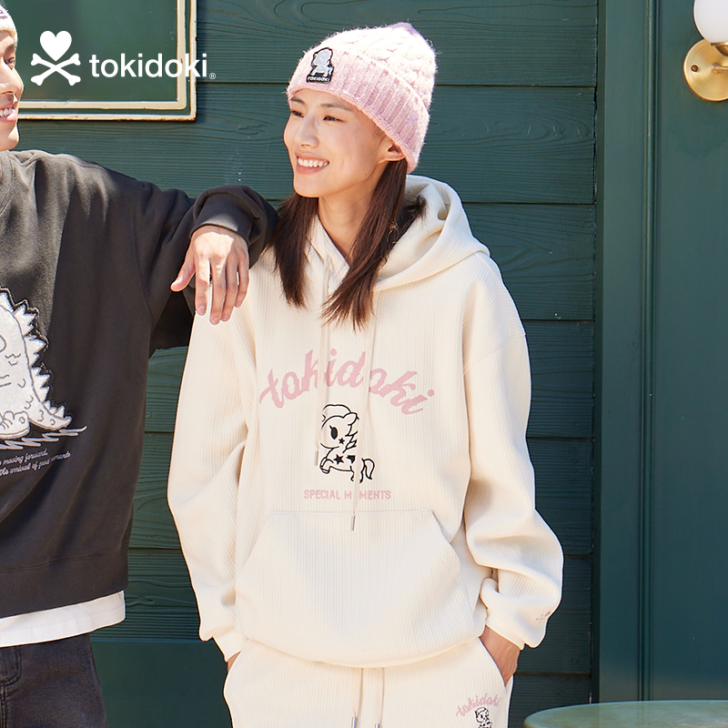 tokidoki淘奇多奇雪尼尔绣花连帽卫衣2024新款秋冬男女同款情侣