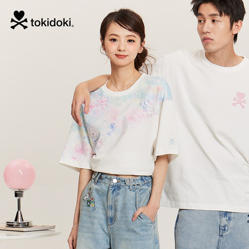 tokidoki2025春季新款潮牌水彩定位满印花短袖T恤男女同款情侣