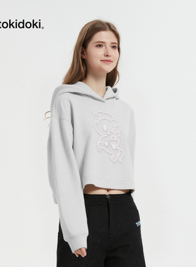 tokidoki2025秋季新款独角兽贴布绣带帽卫衣女款休闲短款上衣