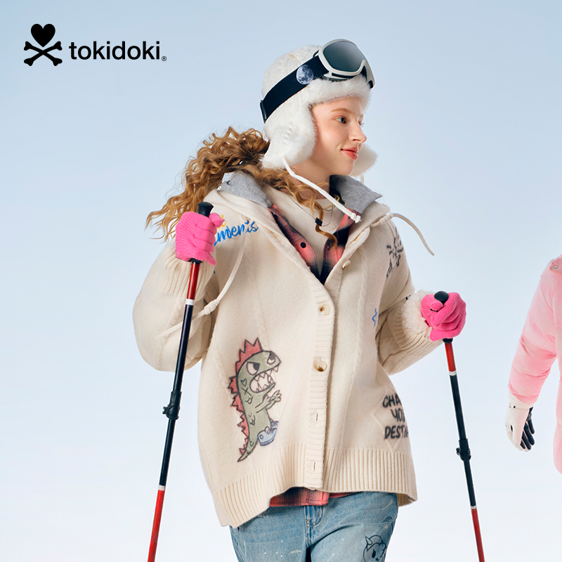 tokidoki2025秋季新款手绘印花羊毛外套男女同款情侣开衫