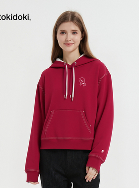 tokidoki2025冬季新款撞色明线带帽卫衣男女同款情侣上衣