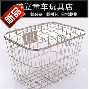促销自行车不锈钢车篮单车篓防雨防锈车前筐后框带盖车筐学u生配