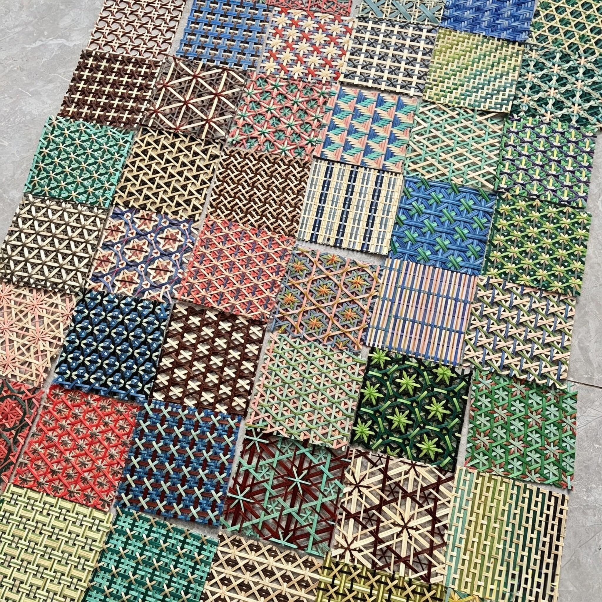 彩色竹编片半成品手工制作DIY灯笼挂画垫子扇子儿童手工非遗加工