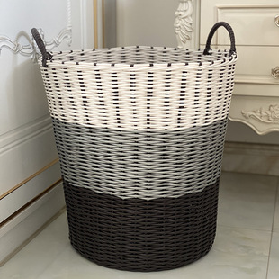 塑料仿藤编脏衣服收纳筐衣物家用洗衣篮脏衣篓编织框篓子酒店商用
