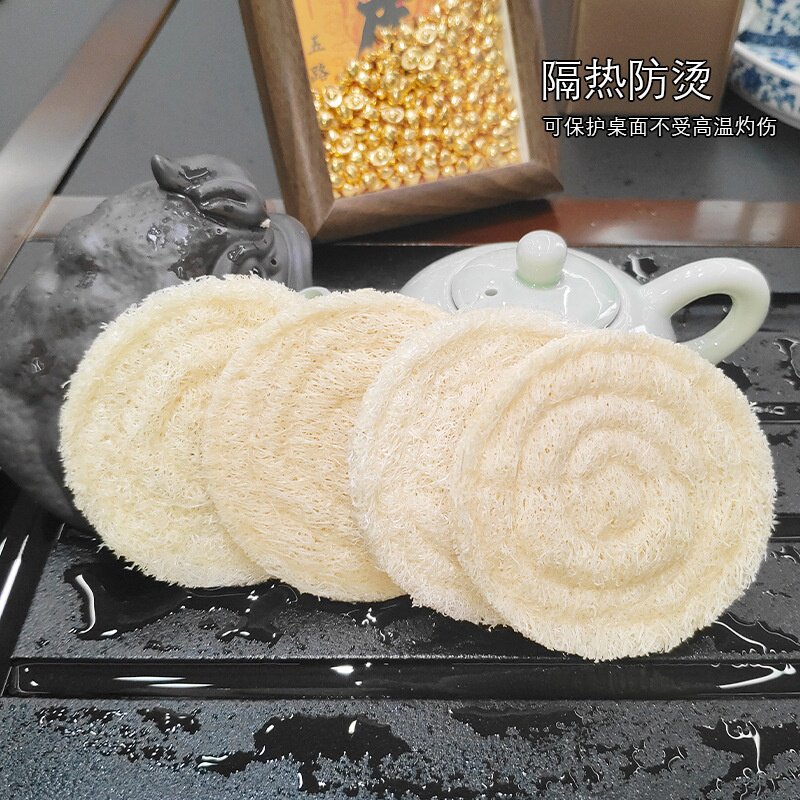 源头工厂直供｜天然丝瓜络杯垫｜紫砂壶隔热茶托 吸水防滑养壶垫