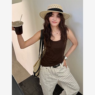 森岛 春夏新款小吊带女2025天丝羊毛纯色背心修身亲肤内搭打底衫
