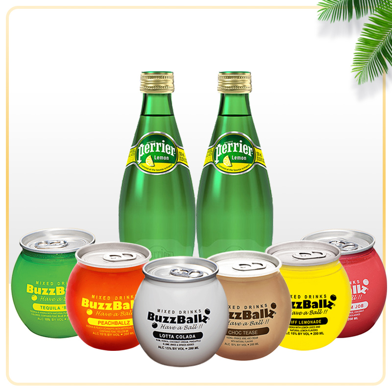 进口美国buzzballz巴斯球波波酒预调鸡尾酒居家自调背包客小酒6瓶