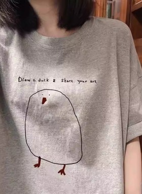 奥特莱斯~品牌折扣外贸专柜撤回夏季百搭纯棉小众简约印花短袖t恤