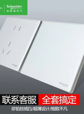 施耐德开关插座珍铂白5五孔带USB插座面板电源家用暗装无框超薄