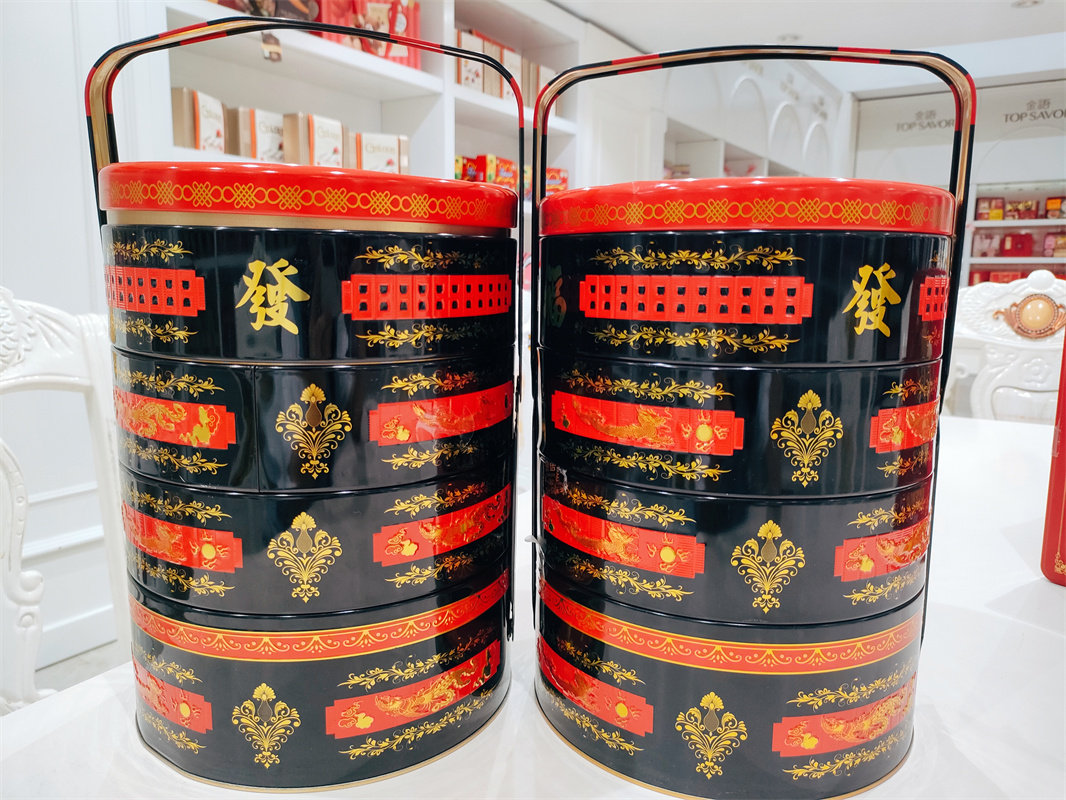 金语礼盒坚果仁盒装蛋卷点心糖果铁盒四层装闽南风味婚庆送礼808g