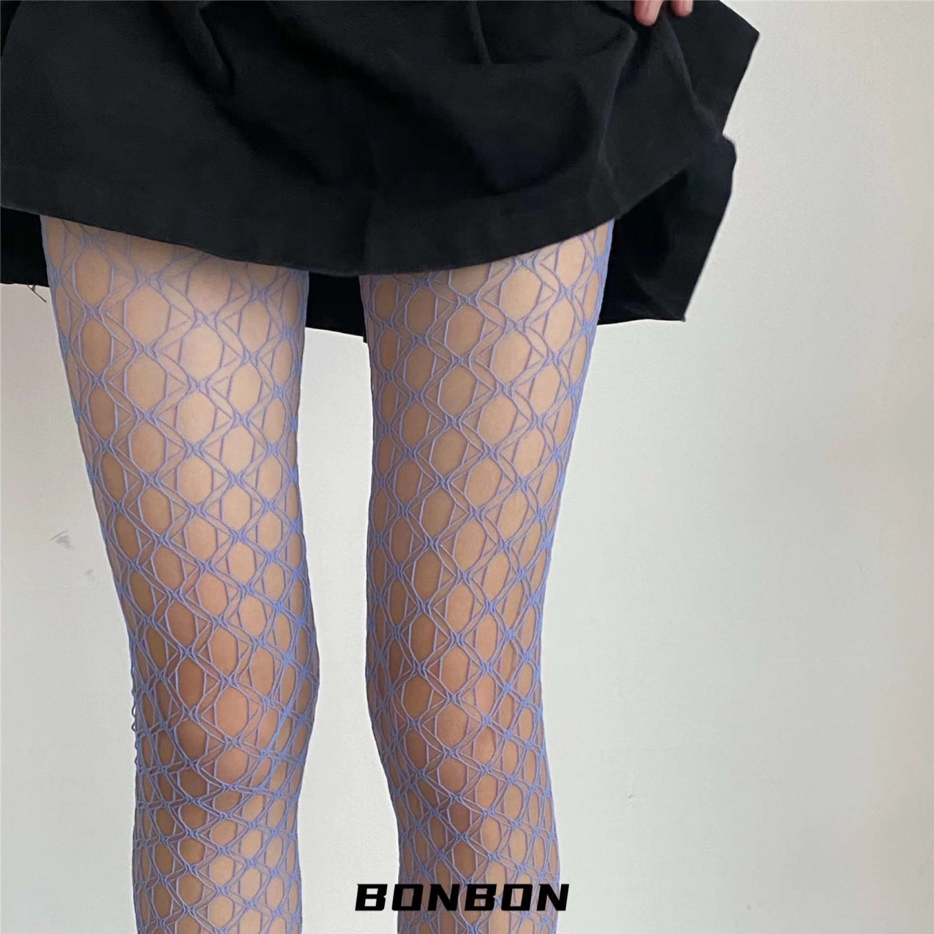 BON 小众彩色圆圈网袜网格纯欲风辣妹丝袜亚文化少女连裤袜潮女