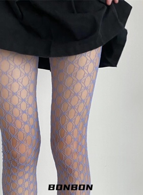 BON 小众彩色圆圈网袜网格纯欲风辣妹丝袜亚文化少女连裤袜潮女