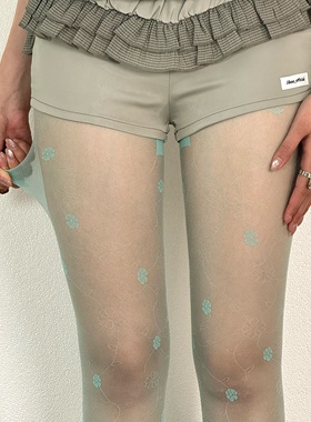 BON 复古优雅蕾丝透肉花卉打底袜性感花藤薄荷曼波绿连裤丝袜彩色