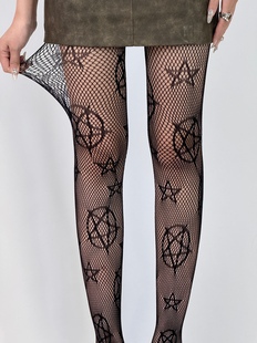 袜 流行性感连裤 BON 日系暗黑魔法五角星镂空渔网袜少女jk丝袜个性