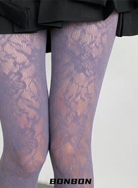 BON 春夏小众彩色连裤袜盛开的鲜花纯色蕾丝网袜甜酷辣妹丝袜
