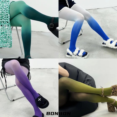 BON 彩色渐变高品质天鹅绒连裤袜120D辣妹丝袜y2k小众个性潮袜