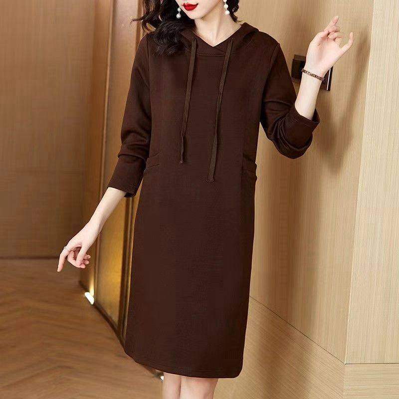 2026中长款新款春秋宽松大码时尚气质减龄休闲显瘦长袖连帽连衣裙,女装/女士精品,大码半身裙,淘宝优惠券,粉丝福利购,淘宝优惠卷