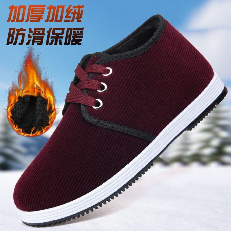 冬季新款加绒老北京布鞋保暖妈妈