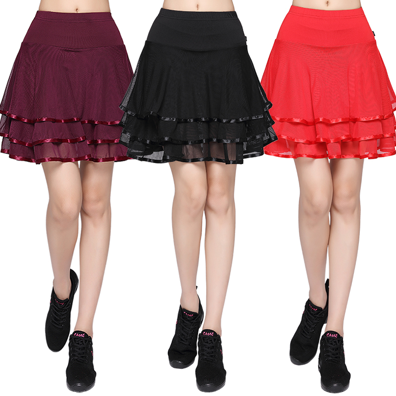 2025广场舞服装夏季新款网纱短裙