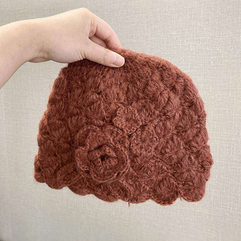 优雅百搭针织套头帽子女秋冬季新款时尚手工钩织立体花朵包头帽子,运动包/户外包/配件,运动帽,淘宝优惠券,粉丝福利购,淘宝优惠卷