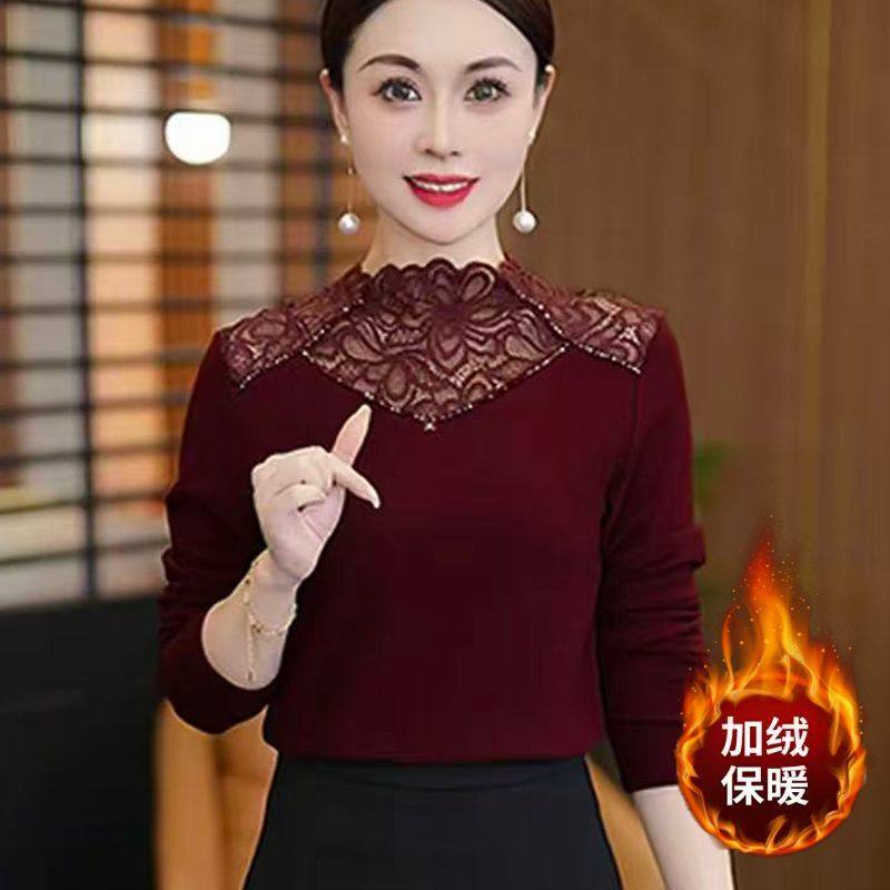 半高领蕾丝拼接加绒打底小衫女人味秋冬时尚洋气百搭显瘦保暖上衣,女装/女士精品,羊绒衫,淘宝优惠券,粉丝福利购,淘宝优惠卷