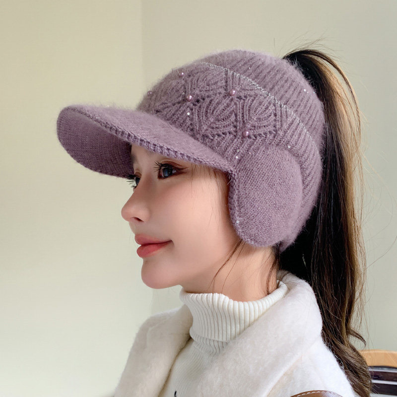 针织护耳鸭舌帽冬天骑行帽子女加绒保暖空顶套头帽针织毛线帽冷帽,运动包/户外包/配件,运动帽,淘宝优惠券,粉丝福利购,淘宝优惠卷