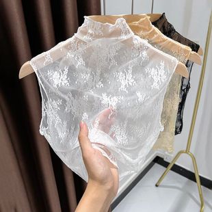 假领子女百搭假领高端半高领蕾丝背心内搭上衣洋气时髦网纱打底衫