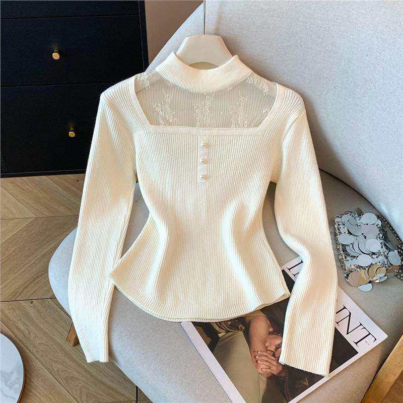 蕾丝半高领针织打底衫女冬装皮草内搭义乌毛衣巨好看独特漂亮上衣,女装/女士精品,羊绒衫,淘宝优惠券,粉丝福利购,淘宝优惠卷