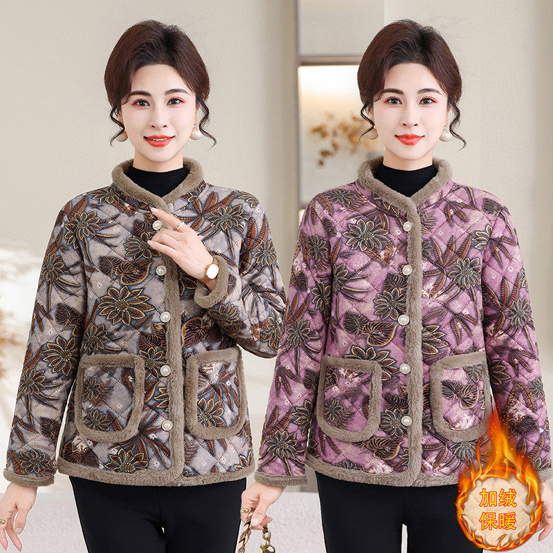 加绒保暖棉衣外套2025新款中老年女装妈妈装印花洋气棉服冬季棉袄,女装/女士精品,羊绒衫,淘宝优惠券,粉丝福利购,淘宝优惠卷